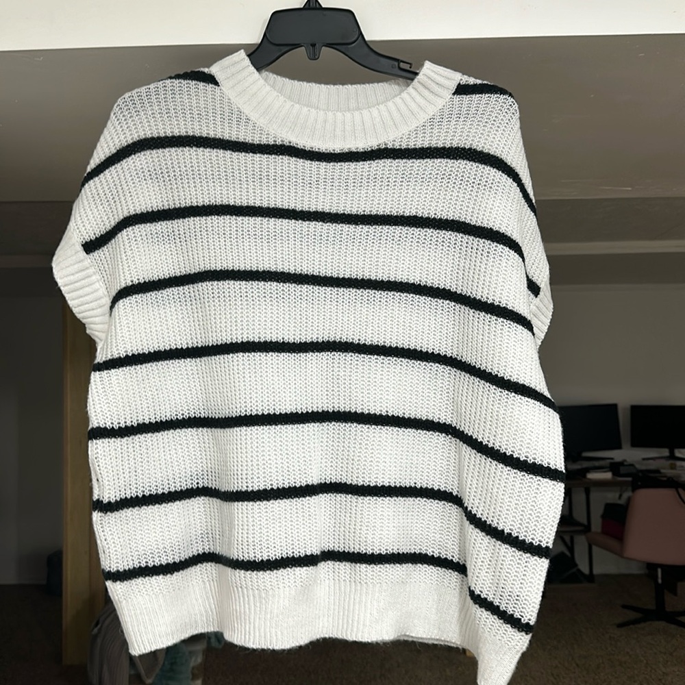 White and Black Stripe Sweater